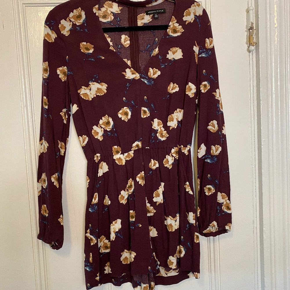 Burgundy Floral Kendall & Kylie Long Sleeve Romper